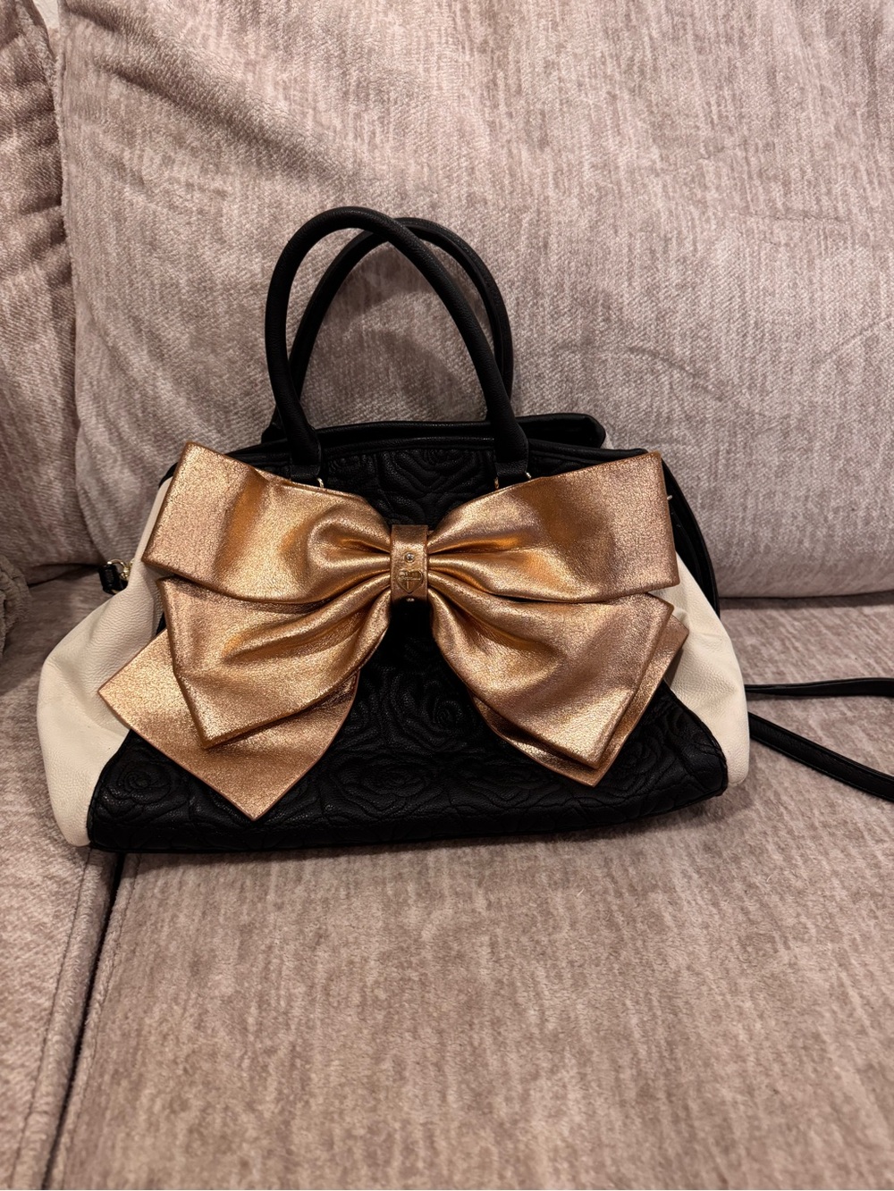 Y2K Betsey Johnson Satin Big Bow Wagon Satchel Handbag